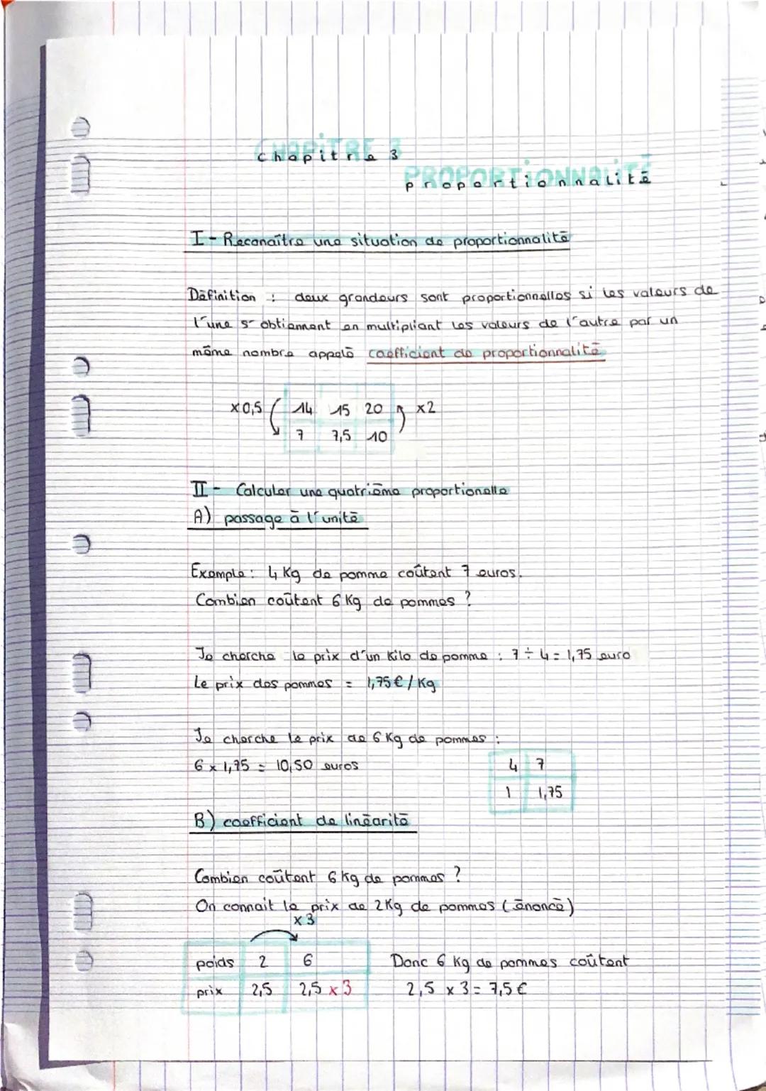 Chopitra
3
Proportionnalité
L
7
I-Recanaitre une situation de proportionnalité
Definition
deux grandeurs sont proportionnelles si les valeur