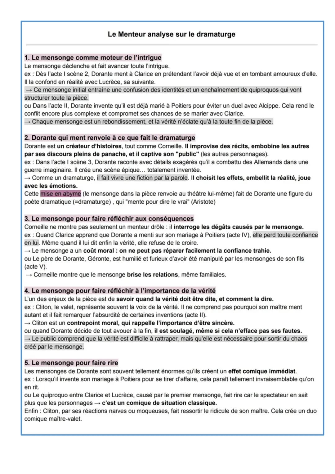 Peut-on considérer que Le Menteur consacre le triomphe des menteurs?
La pièce consacre-t-elle donc le triomphe des menteurs ? Que symbolise 