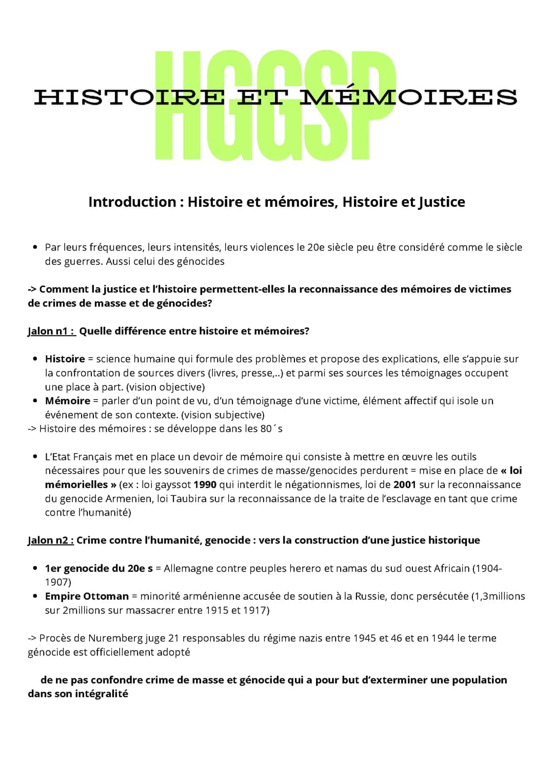 Histoire et Mémoires 