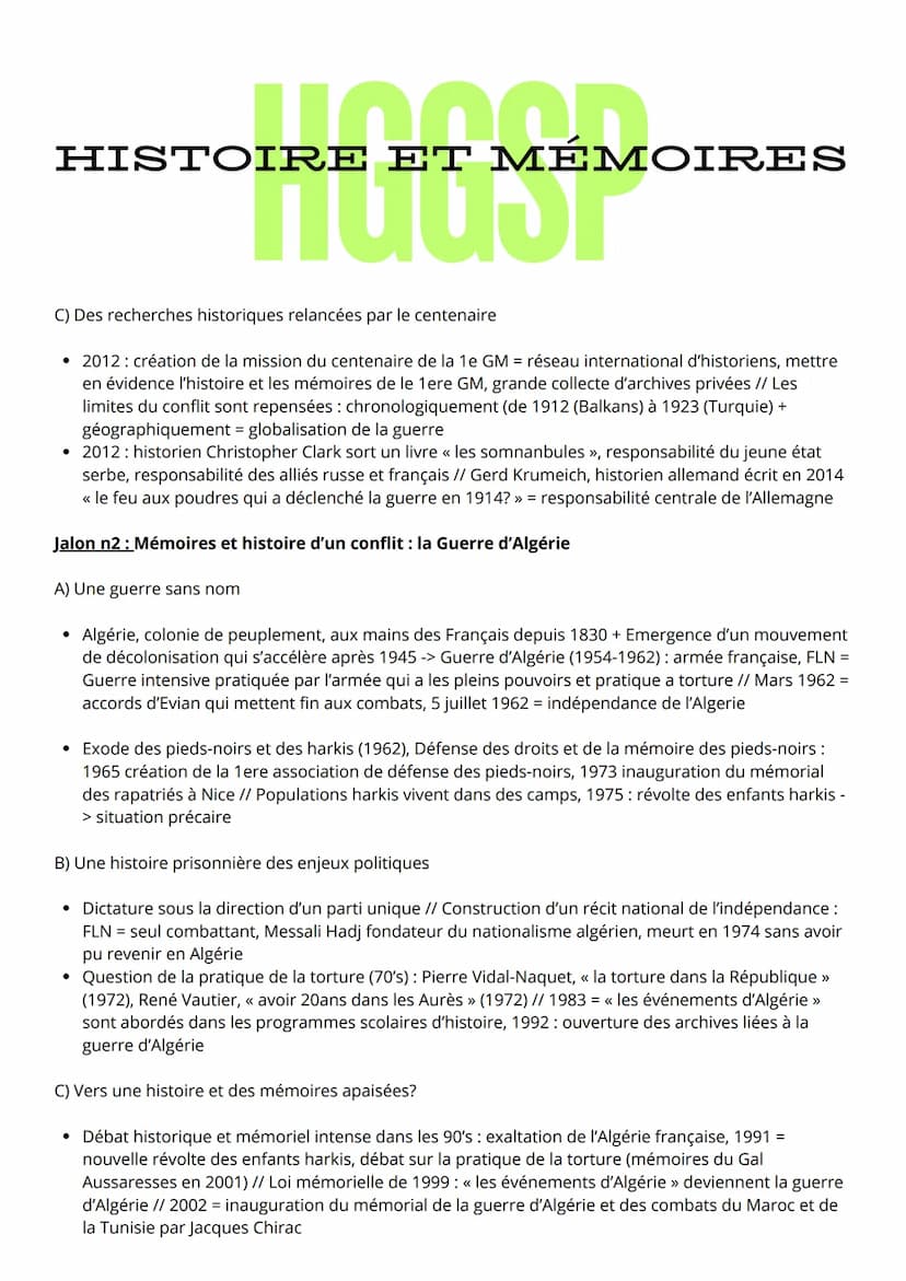 HISTOIRE ET MÉMOIRES
IRE ET MÉM
Introduction: Histoire et mémoires, Histoire et Justice
• Par leurs fréquences, leurs intensités, leurs viol