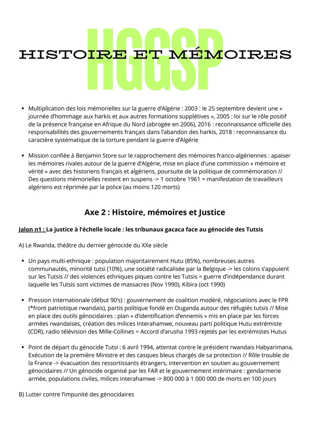 HISTOIRE ET MÉMOIRES
IRE ET MÉM
Introduction: Histoire et mémoires, Histoire et Justice
• Par leurs fréquences, leurs intensités, leurs viol