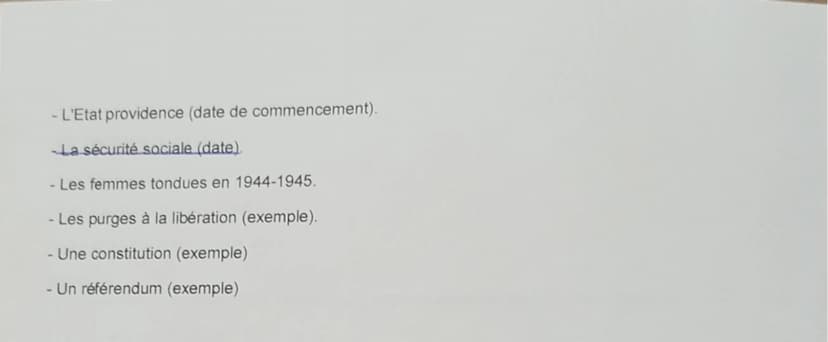 --- OCR Start ---
Définitions d'histoire sur tous les chapitres étudiés. Etre en capacité à rédiger
un paragraphe de quelques lignes (max de