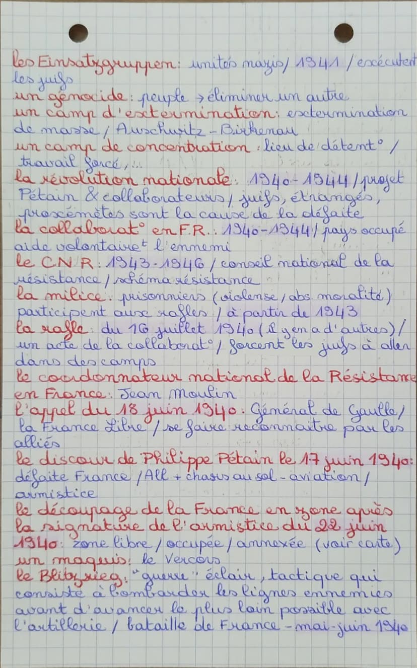 --- OCR Start ---
Définitions d'histoire sur tous les chapitres étudiés. Etre en capacité à rédiger
un paragraphe de quelques lignes (max de
