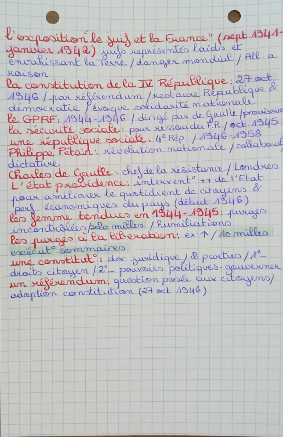 --- OCR Start ---
Définitions d'histoire sur tous les chapitres étudiés. Etre en capacité à rédiger
un paragraphe de quelques lignes (max de