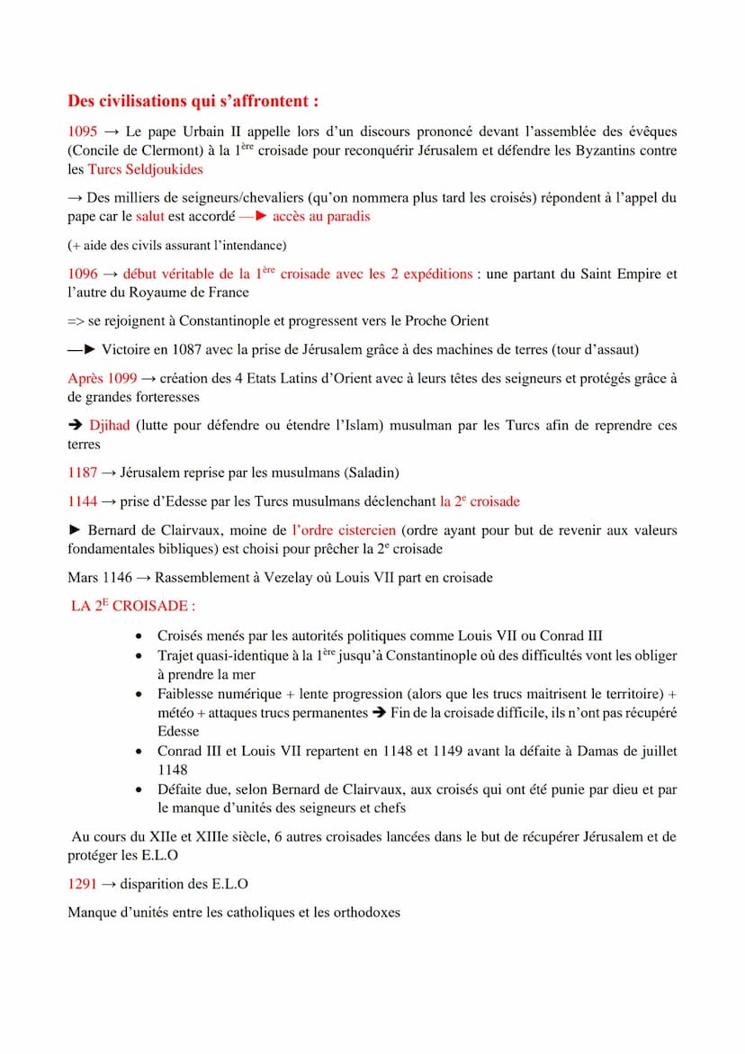 La Méditerranée au Moyen-Age
Quelles sont les différentes formes de contacts entre les différents
ensembles de civilisations de la Méditerra