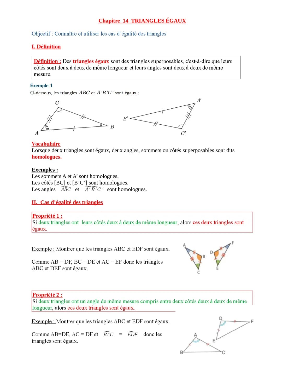 Triangles égaux 