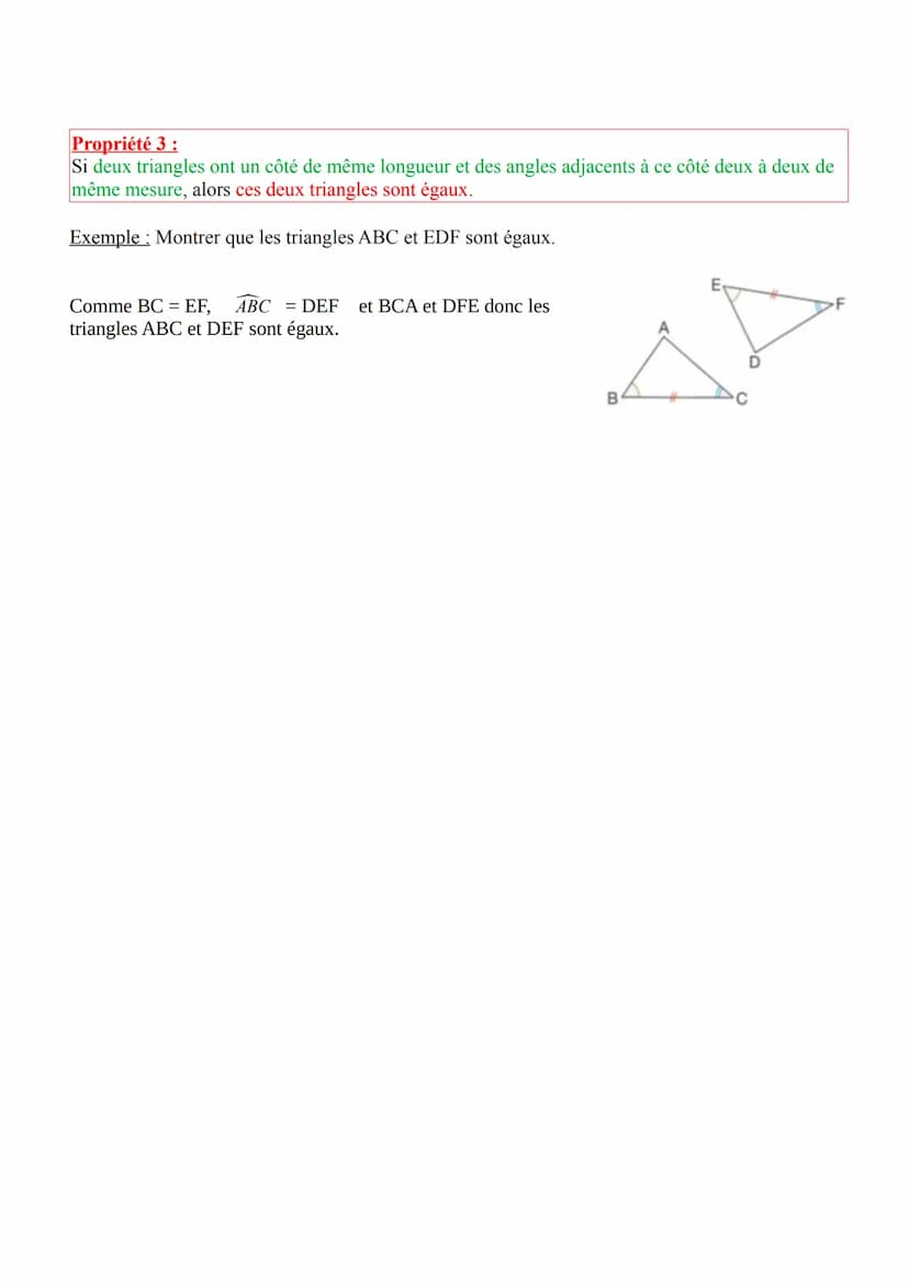 Chapitre 14 TRIANGLES ÉGAUX
Objectif Connaître et utiliser les cas d'égalité des triangles
I. Définition
Définition: Des triangles égaux son