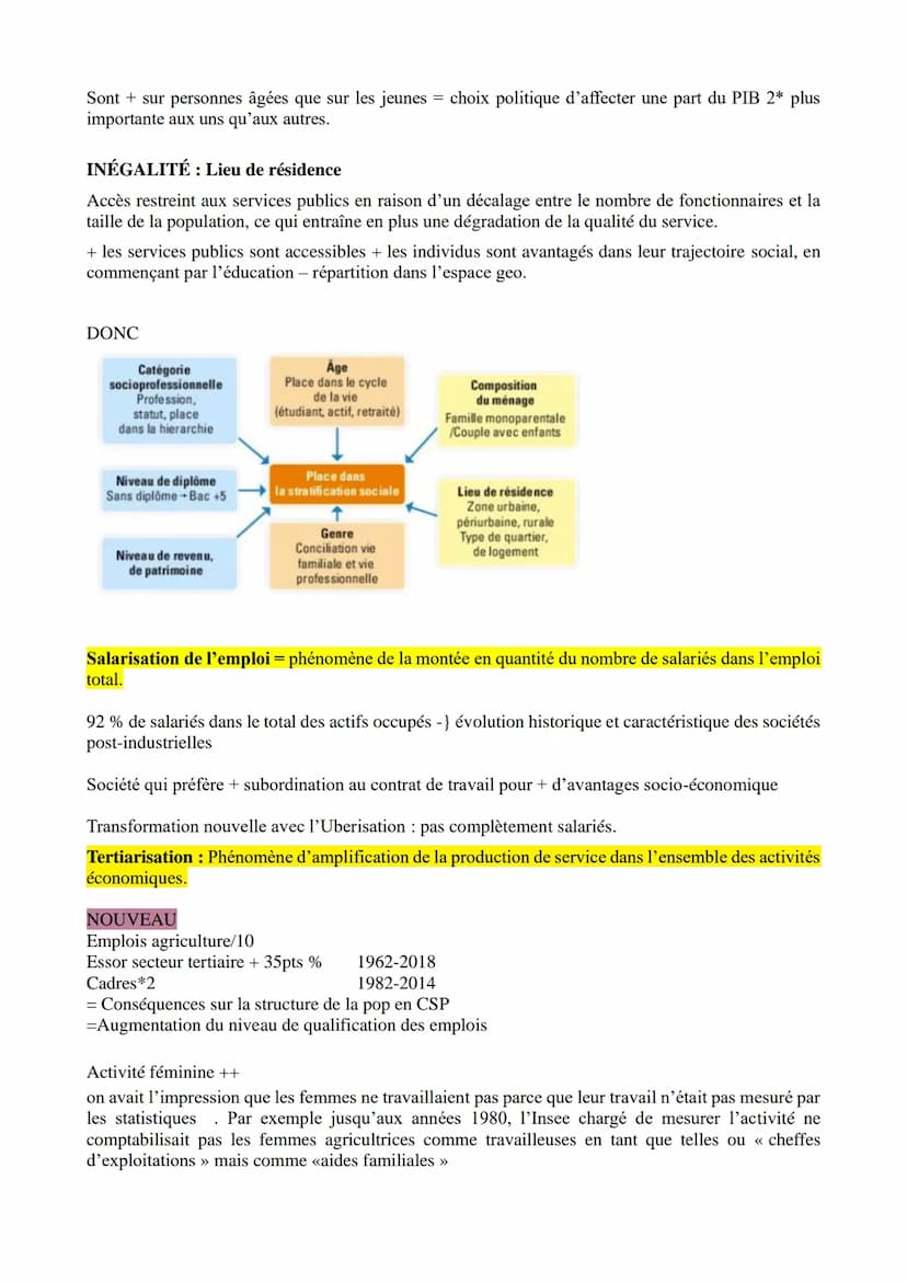 OK
Inégalités = Différences entre individus et groupes sociaux qui se traduisent en terme d'avantages ou
de désavantages qui fondent une hié