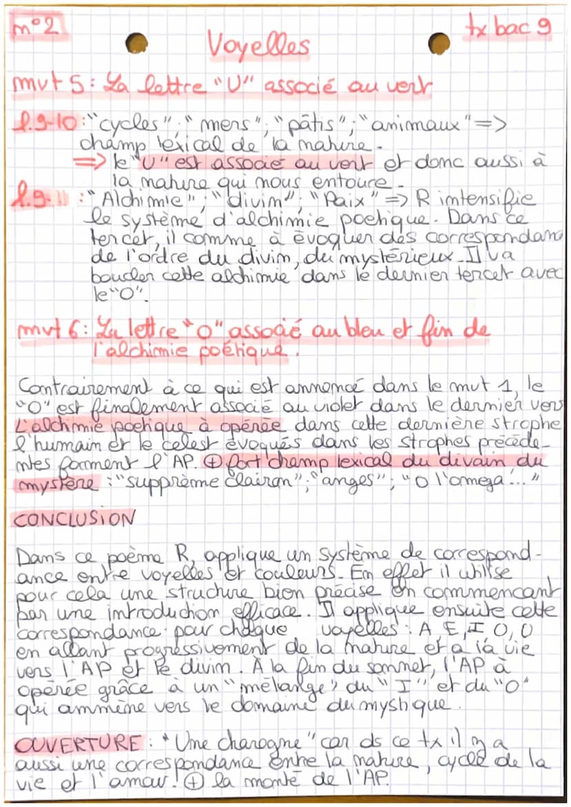 Tx bac 9
Voyelles
INTO Arthur Rimbaud est poète français me on
1854 à Charleville et mort en 1891 à Marseille.
Il cout ses premiers poèmes à