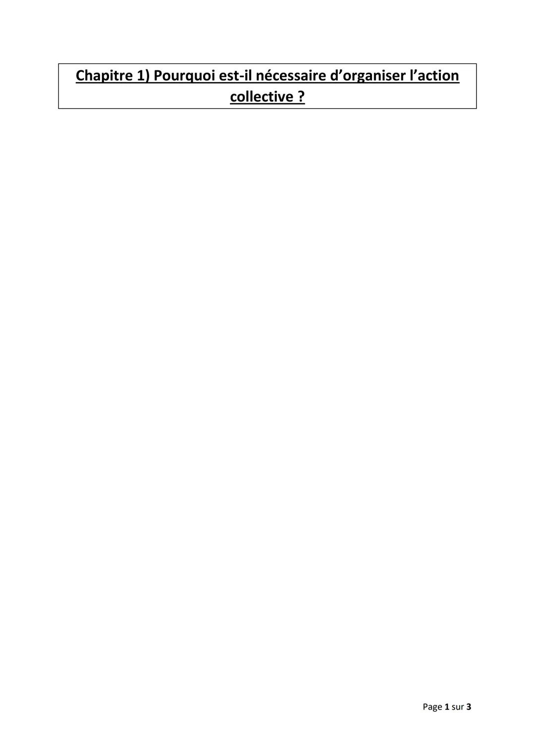 Importance de l'Organisation de l'Action Collective