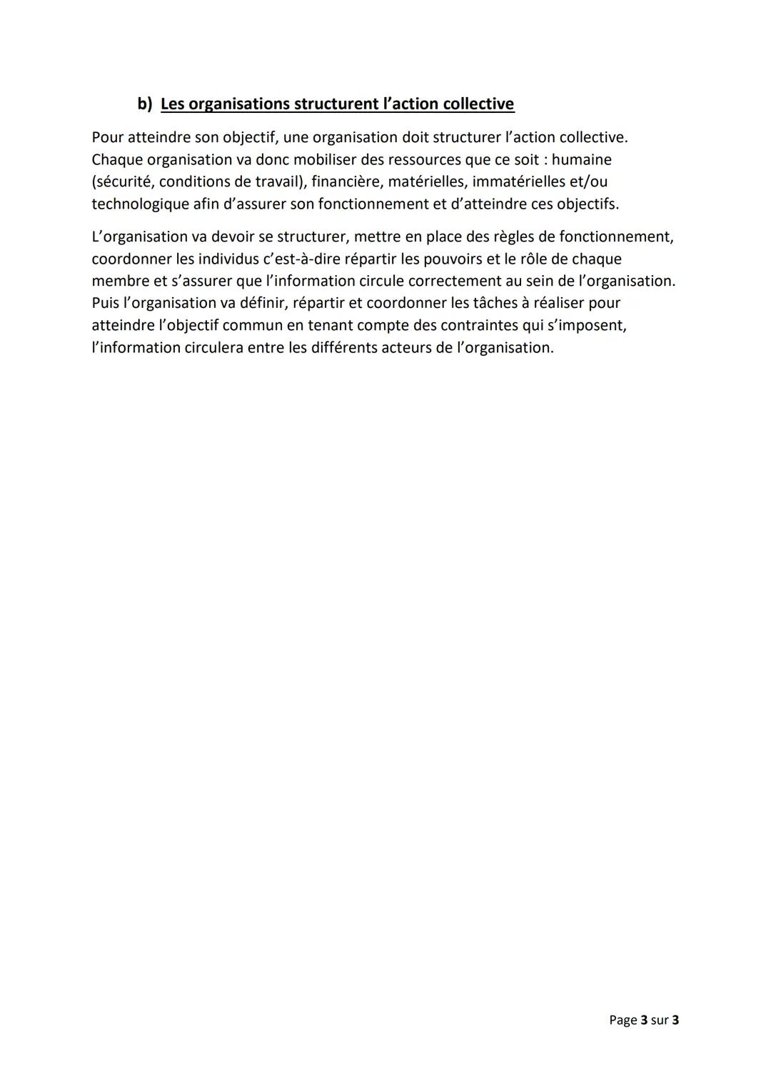 Chapitre 1) Pourquoi est-il nécessaire d'organiser l'action
collective ?
Page 1 sur 3 1)- Comment distinguer l'action individuelle de l'acti