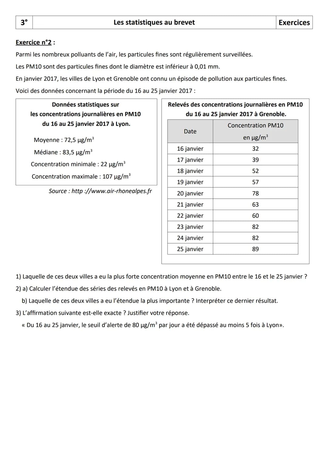 3°
Chapitre 9: Calcul littéral
I) Expression littérale : rappels
Une expression littérale est une expression dans laquelle certains nombres 