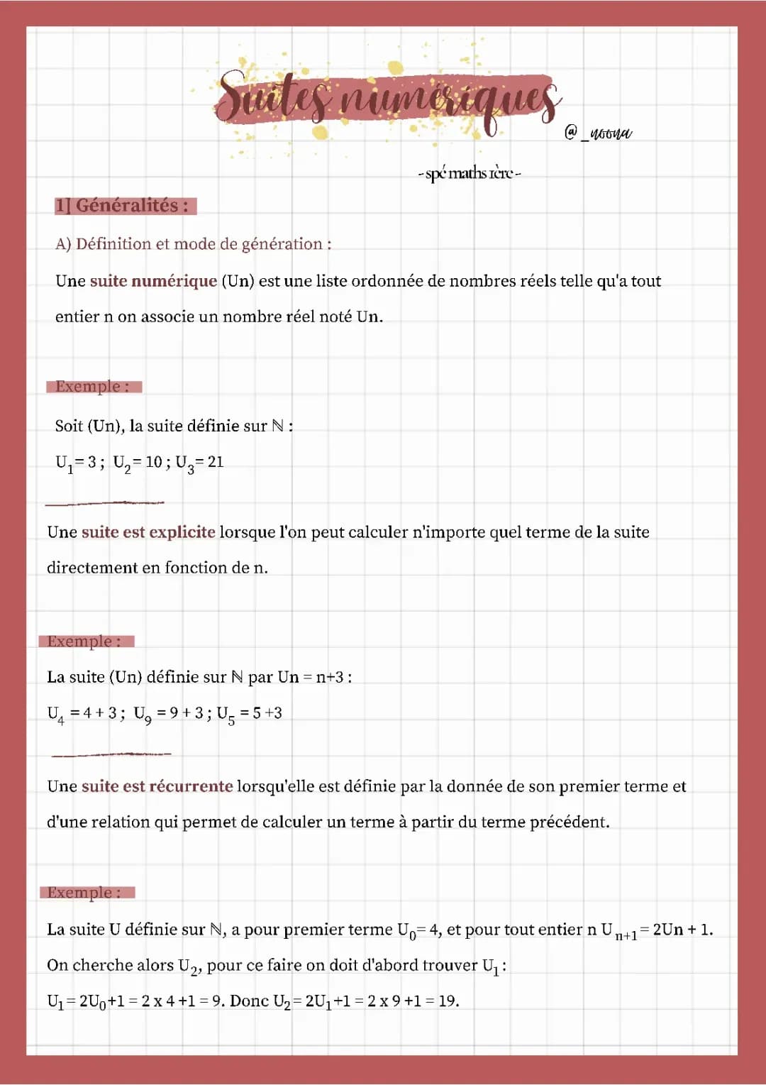 Les Suites Numériques - Exercices et Cours PDF pour Maths 1ère et Terminale
