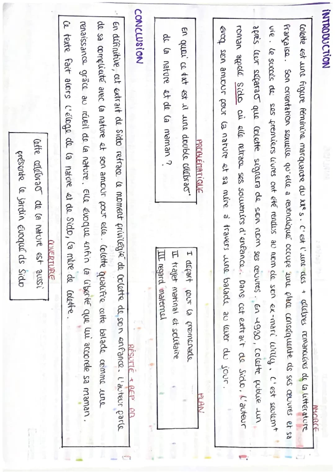 Explication de texte 11
Colette-Sido (1930): extrait de « Sido »
[Car j'aimals tant l'aube, déjà, que ma mère me l'accordait en
récompense: 