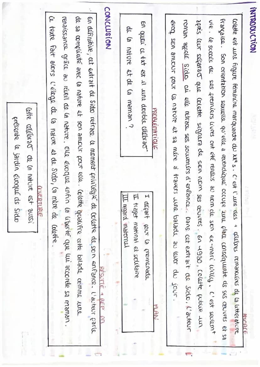 Explication de texte 11
Colette-Sido (1930): extrait de « Sido »
[Car j'aimals tant l'aube, déjà, que ma mère me l'accordait en
récompense: 