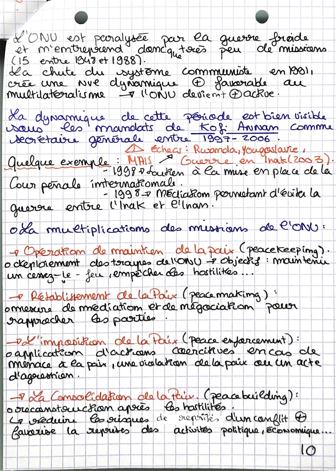 L'ONU est paralysée par la guerre froide
et m'entreprend doncq tires peu
-que
реи
(15 entre 1948 et 1988).
de missicens
La chute du système 
