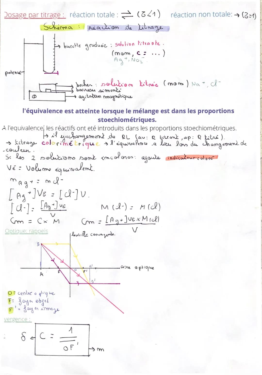 H
quantité de ma ère: n=m/M, n=N/NA, n=pv/M, n=V/Vm, n=c*v
volume molaire: Vm=v/n
concentration molaire: c-n/Vsol, c=Cm/M
concentration mass