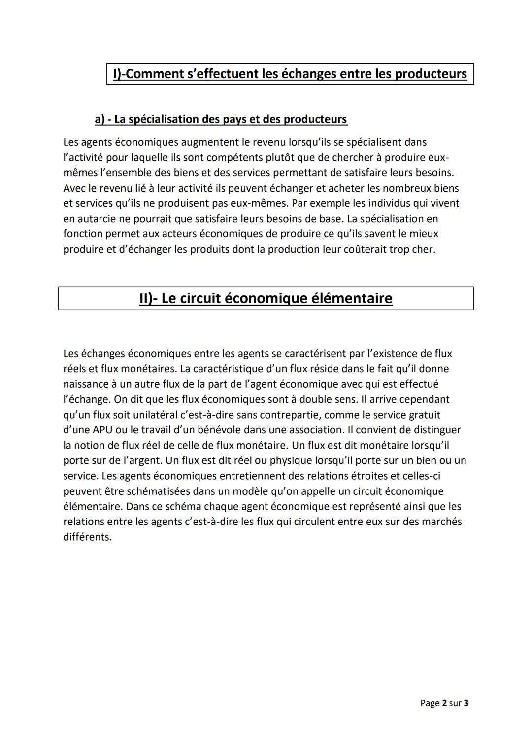 # Chapitre 3) Les échanges économiques

Objectifs du chapitre :

- Expliquer la spécialisation des producteurs des pays
- Définir le marché
