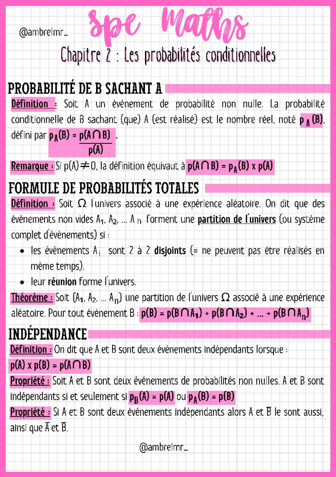 Probabilités Conditionnelles et Exercices Corrigés - Fiche PDF