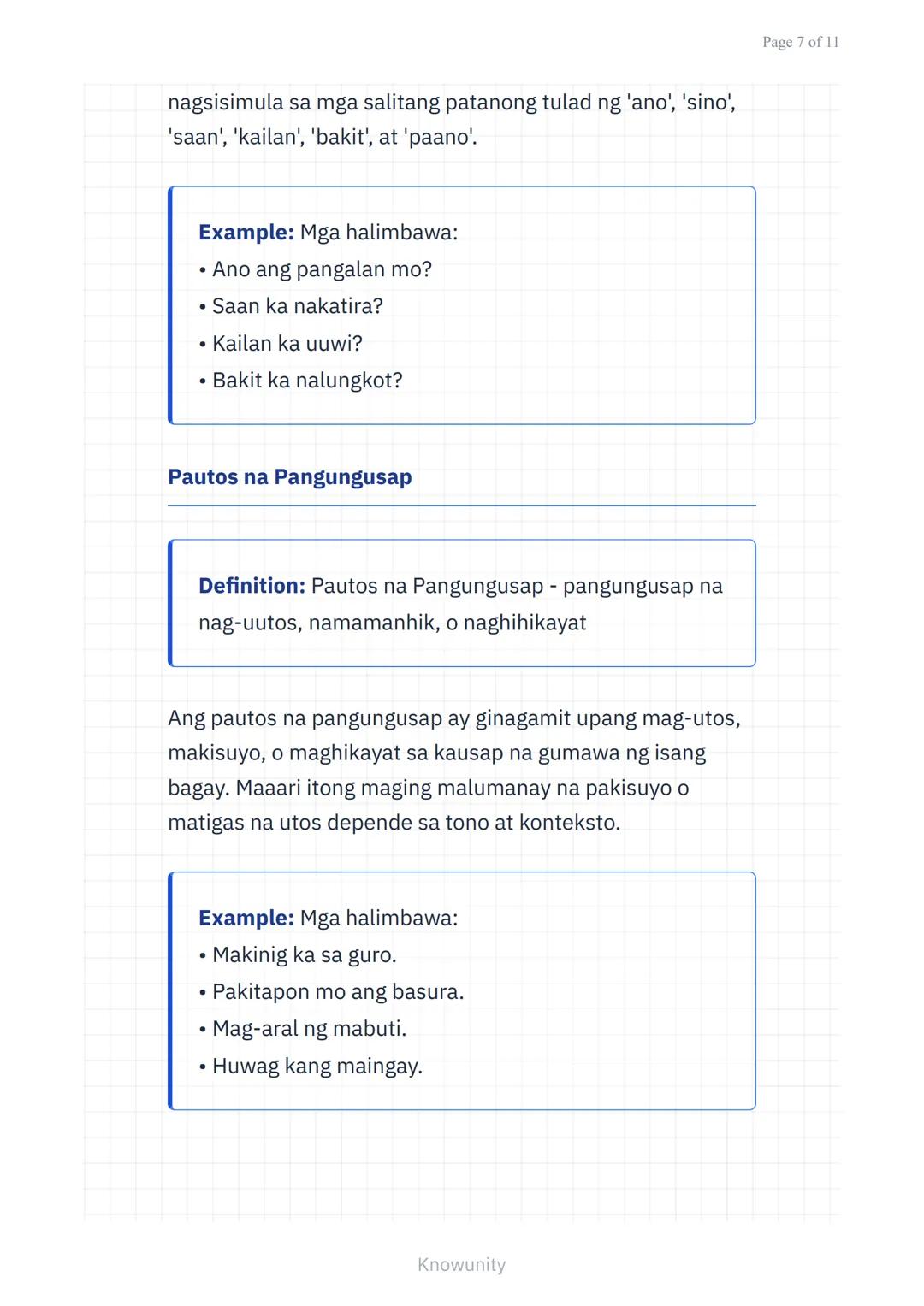 Wika at Estruktura ng Filipino: Balarila - Pangungusap at
Kayarian
Pag-aaral ng mga uri ng pangungusap at
kayarian nito sa wikang Filipino u