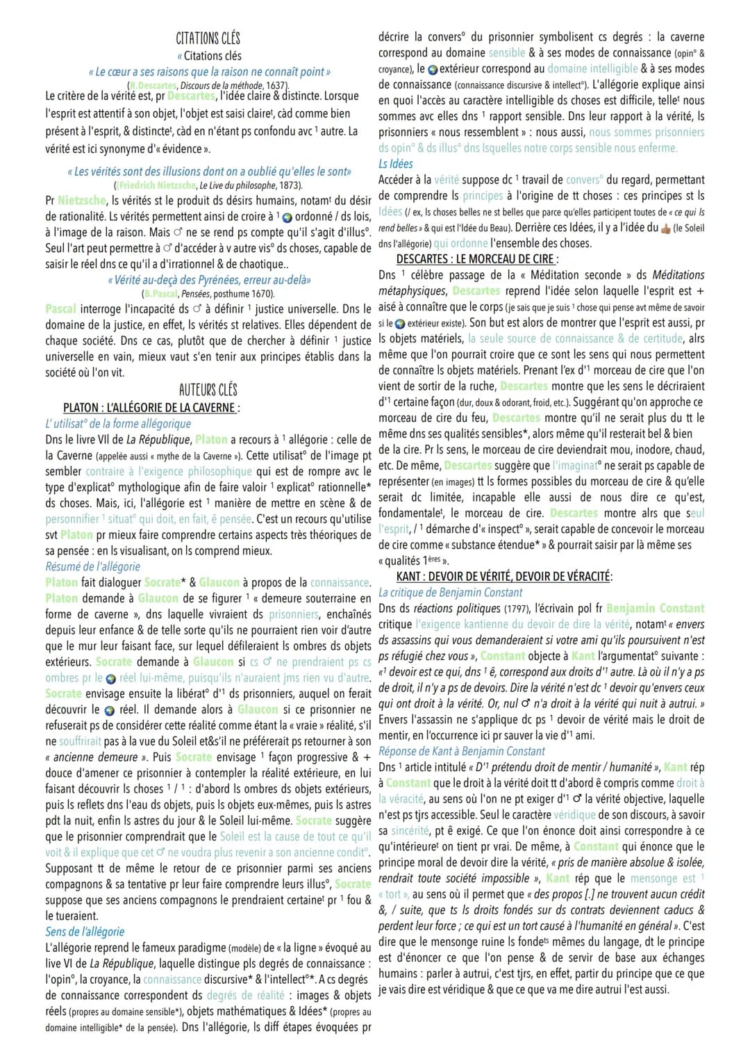 La verite
PHILOSOPHIE-NOTION 16
D'abord appliquée aux choses* (à l'ê*), la not° de « vérité » désigne ensuite
classiquet 1 adéquat lel la ch