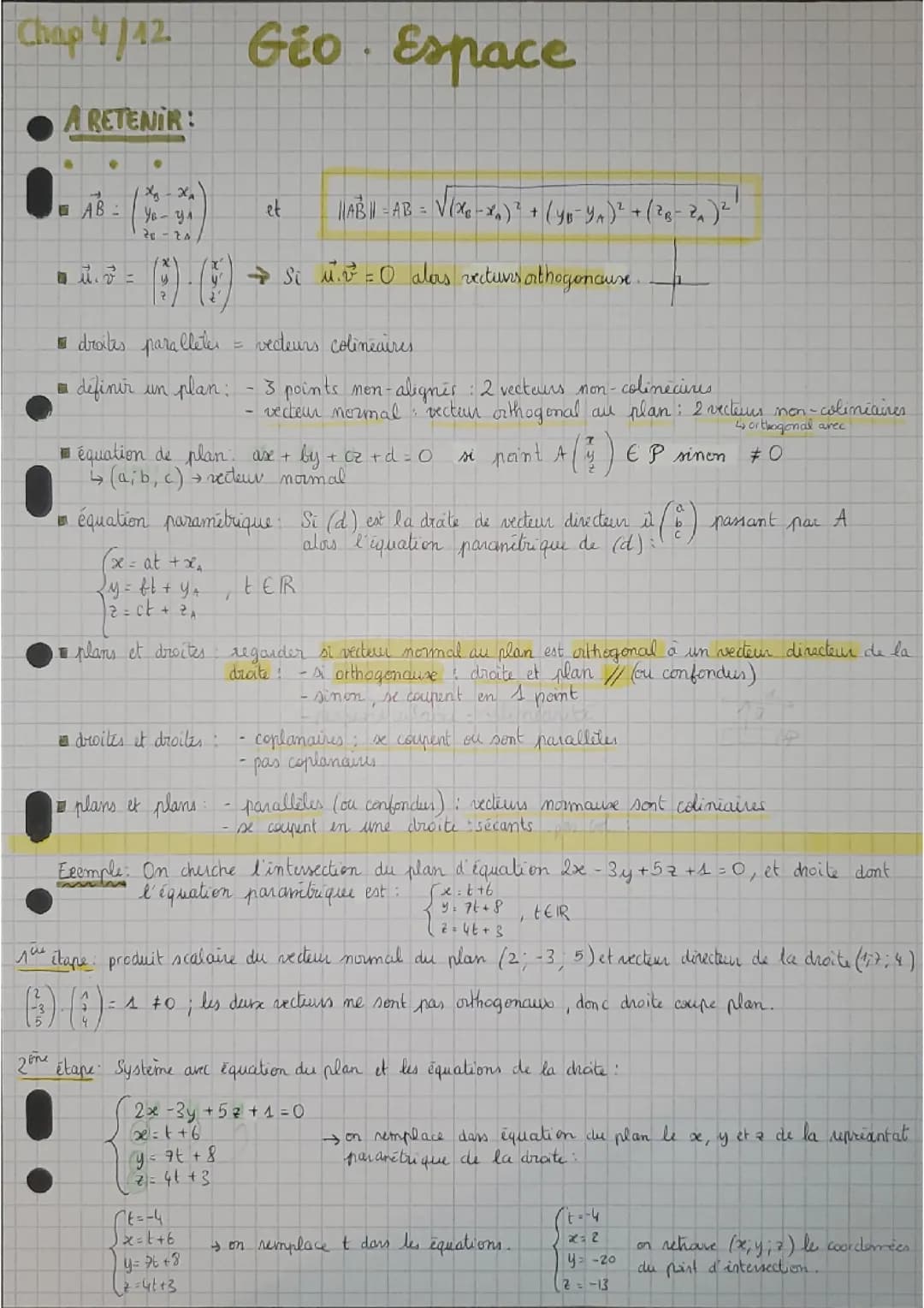 Géométrie dans l'espace et plan