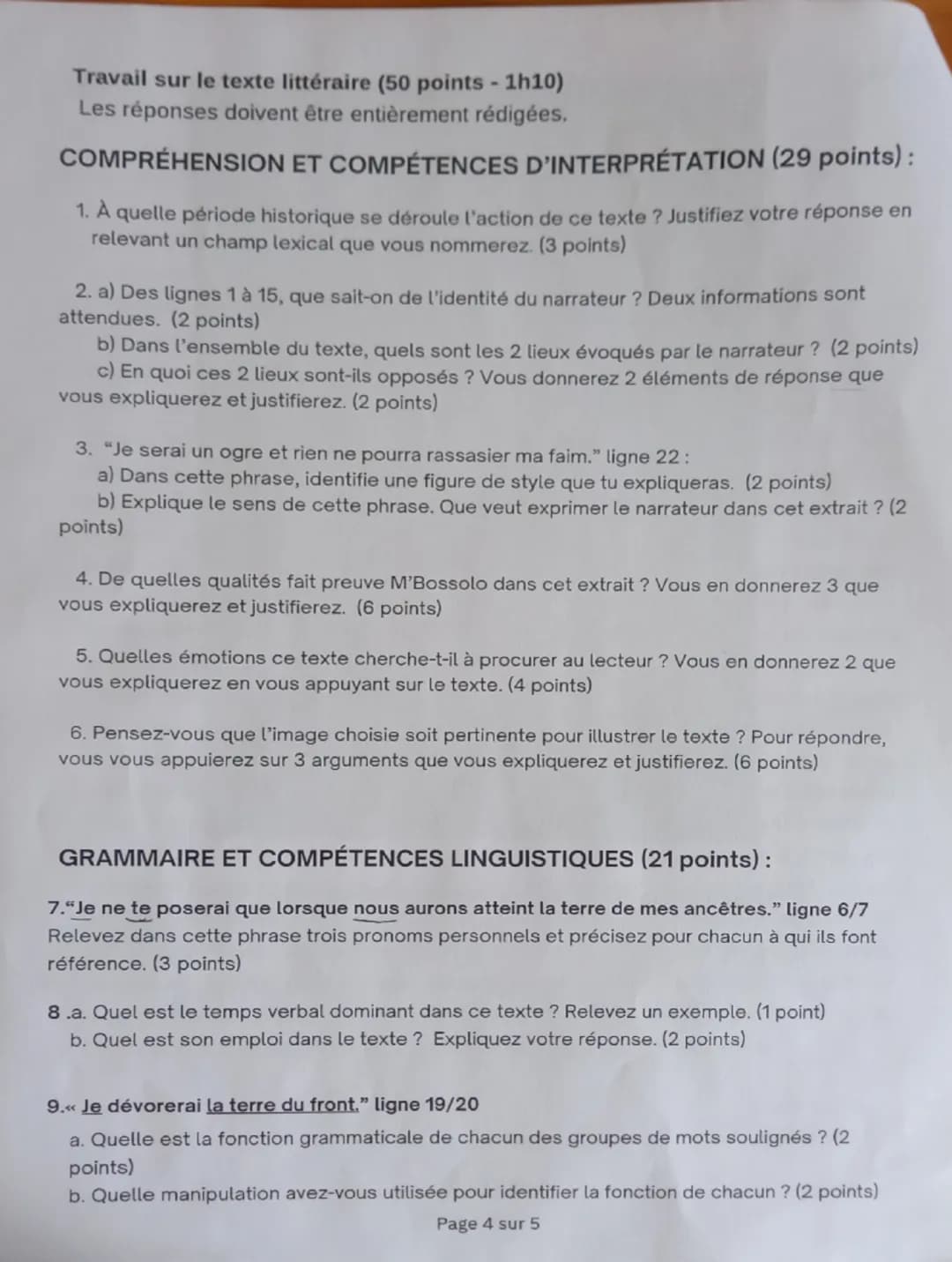 # DIPLÔME NATIONAL DU BREVET

Brevet blanc janvier 2025

## FRANÇAIS

Compréhension et compétences d'interprétation
Grammaire et compétences