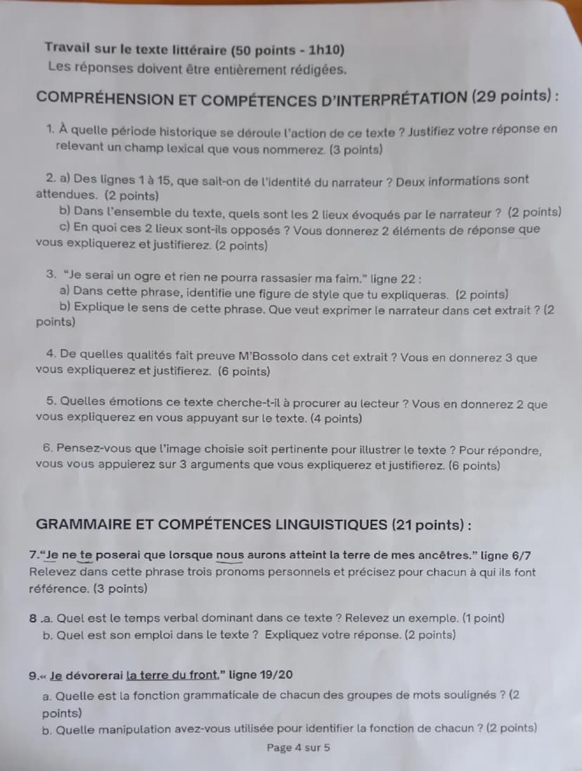 # DIPLÔME NATIONAL DU BREVET

Brevet blanc janvier 2025

## FRANÇAIS

Compréhension et compétences d'interprétation
Grammaire et compétences