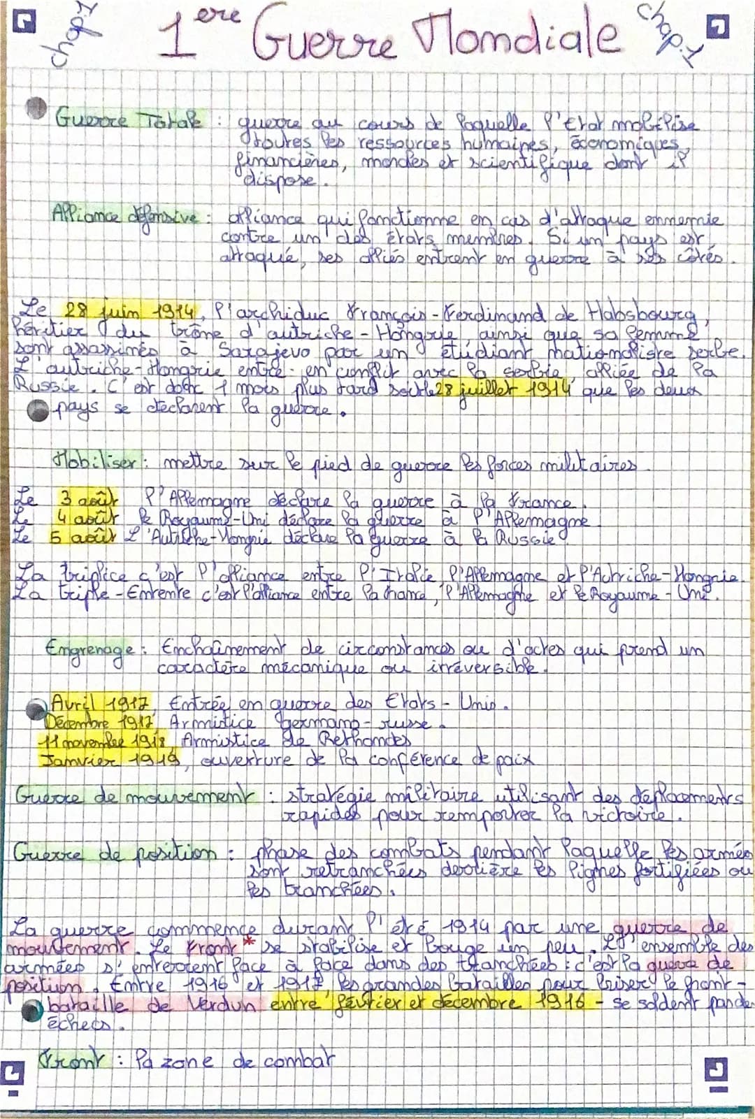 G
chapt
1 ore Guerre Mondiale
Guerore Total: querre au cours de laquelle l'etar mobilise
routes les ressources humaines, économiques
financi