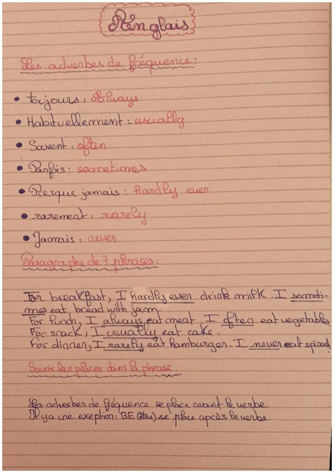 # Denglais

Les adverbes de fréquence:

- toujours: Blways
- Habituellement = usually
- Souvent: often
- Parfois: sometimes
- Pesque jamais: