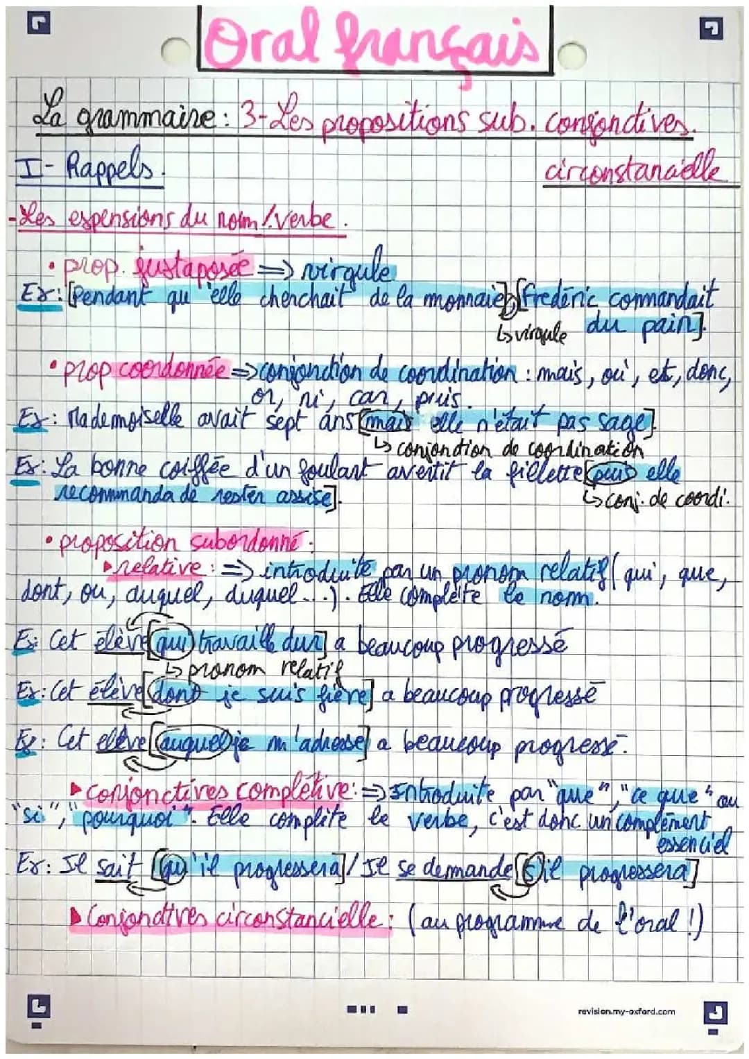 Propositions Subordonnées Conjonctives Circonstancielles: Exercices corrigés et Exemples
