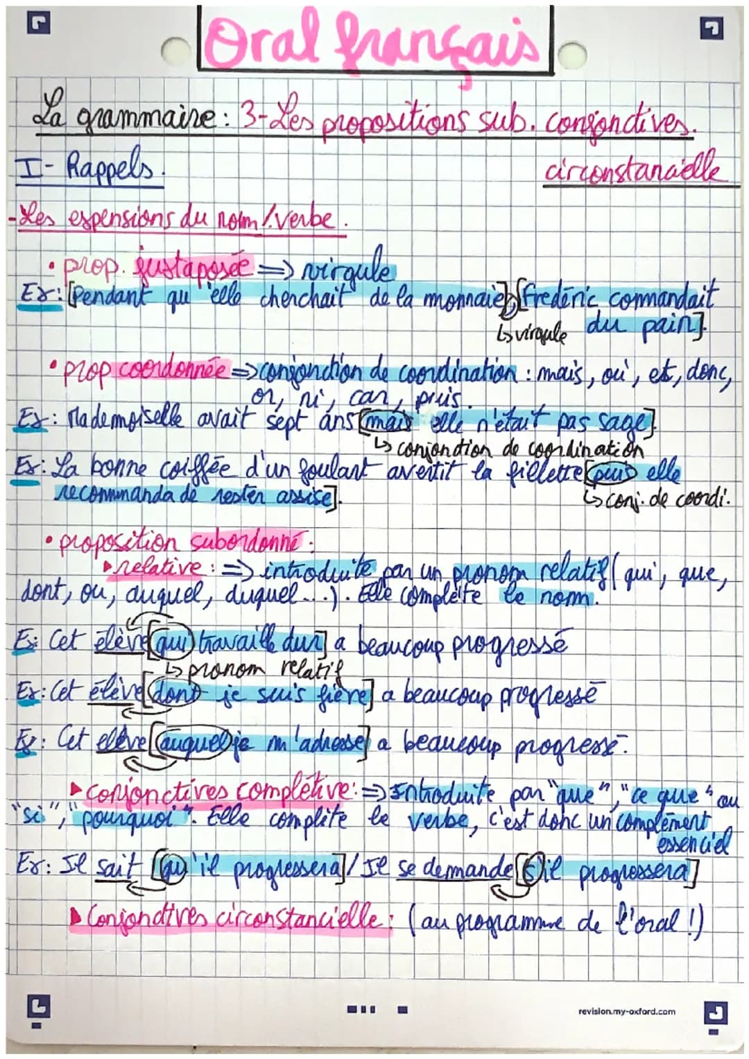 JOral hançais
La grammaire : 3-Les propositions sub. consonctives.
I- Rappels.
airconstancelle
-Les expensions du nom /verbe.
• prop. justap