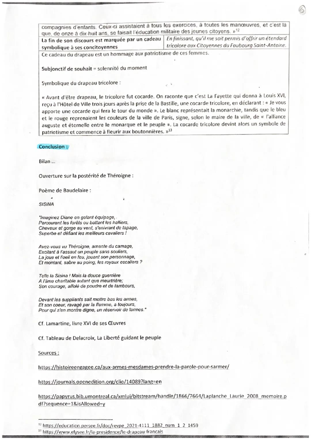Développement :
1er mouvement: appel à la libération et à l'action des femmes révolutionnaires
Théroigne exhorte ses concitoyennes à réagir 