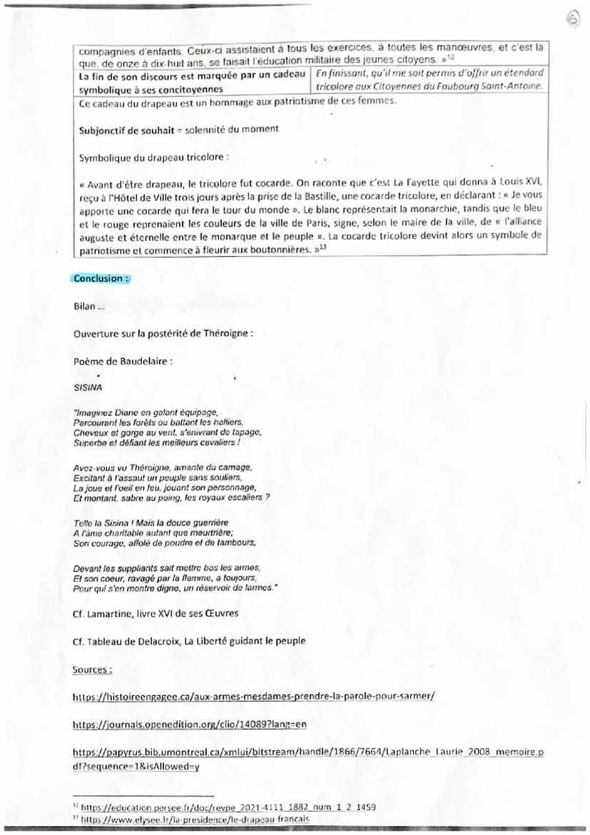 Développement :
1er mouvement: appel à la libération et à l'action des femmes révolutionnaires
Théroigne exhorte ses concitoyennes à réagir 