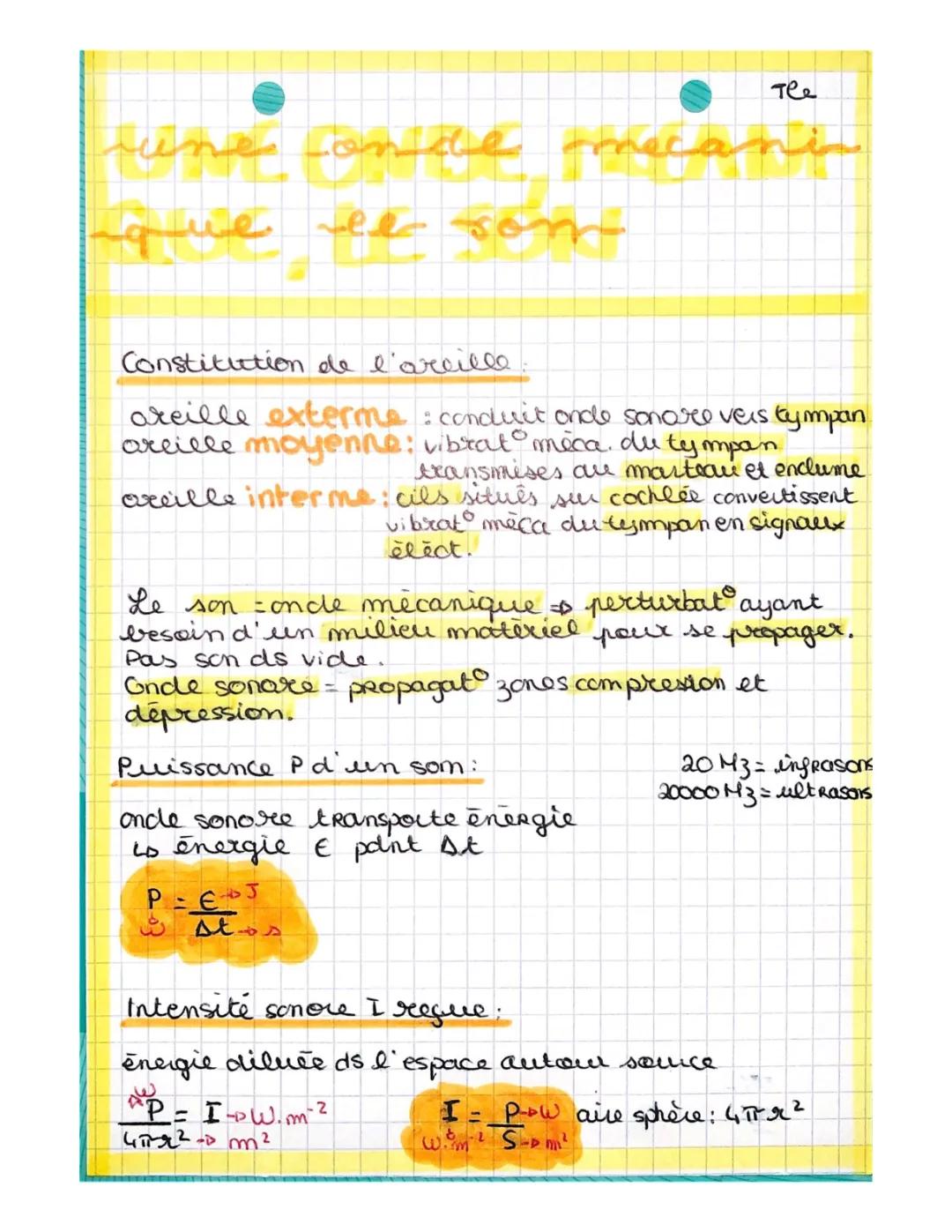 spe physique chimie terminale: une onde mécanique, le son