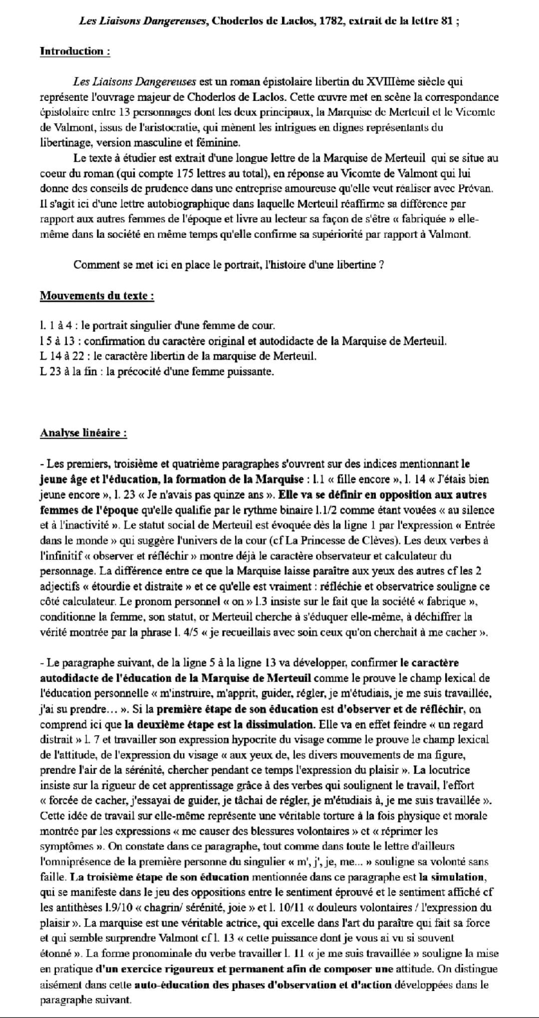 Les Liaisons Dangereuses Lettre 81: Analyse Facile pour Toi