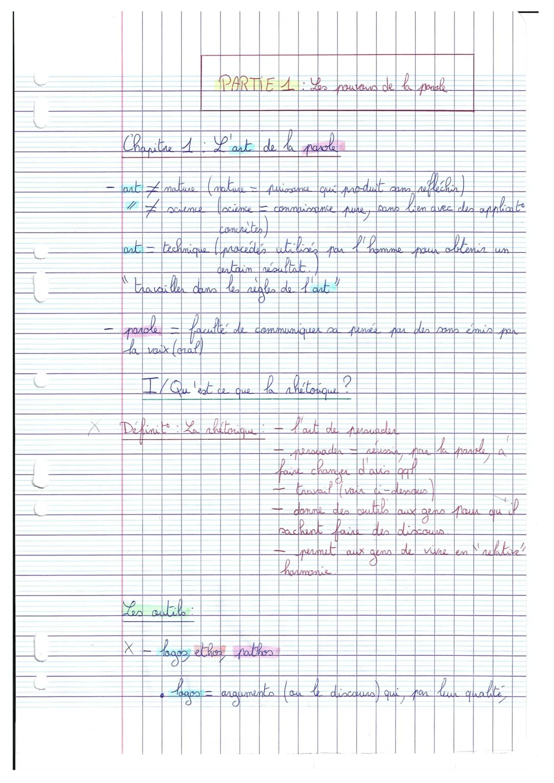 -
PARTIE 1: Yes pouvoirs de la panele
Chapitre 1: L'art de la parole
art nature (nature - puissance qui produit
science
science = connaissan