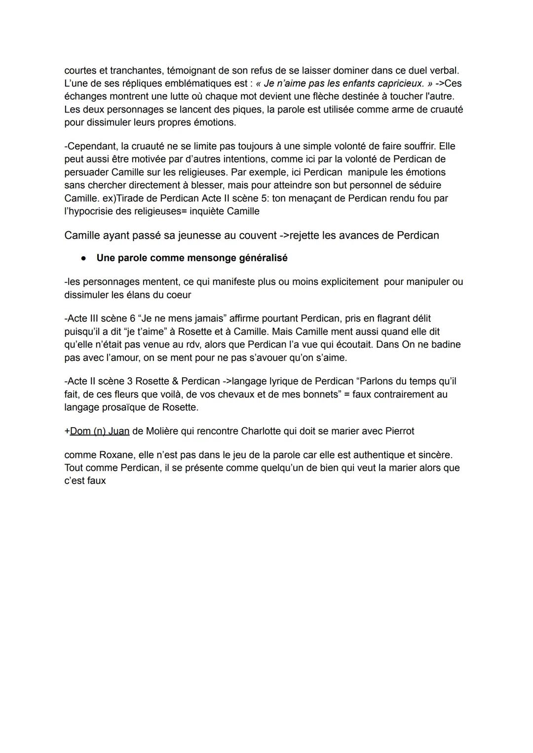 On ne badine pas avec l'amour, Alfred de Musset 1834
Recueil citations:
Acte II scène 3 Rosette & Perdican ->langage lyrique de Perdican "Pa