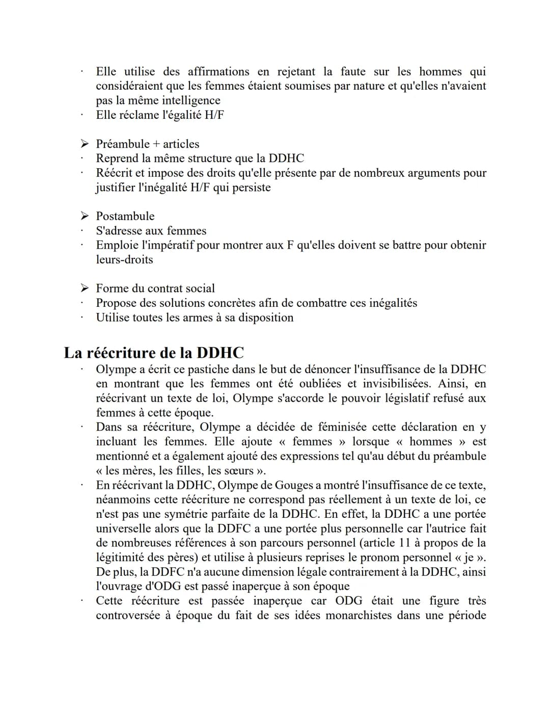 LA DÉCLARATION DES DROITS DE LA FEMME ET DE LA CITOYENNE, 1791
Parcours : << Écrire et combattre pour l'égalité >>
Écrire renvoie aux mots c