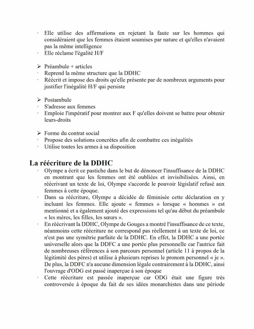 LA DÉCLARATION DES DROITS DE LA FEMME ET DE LA CITOYENNE, 1791
Parcours : << Écrire et combattre pour l'égalité >>
Écrire renvoie aux mots c