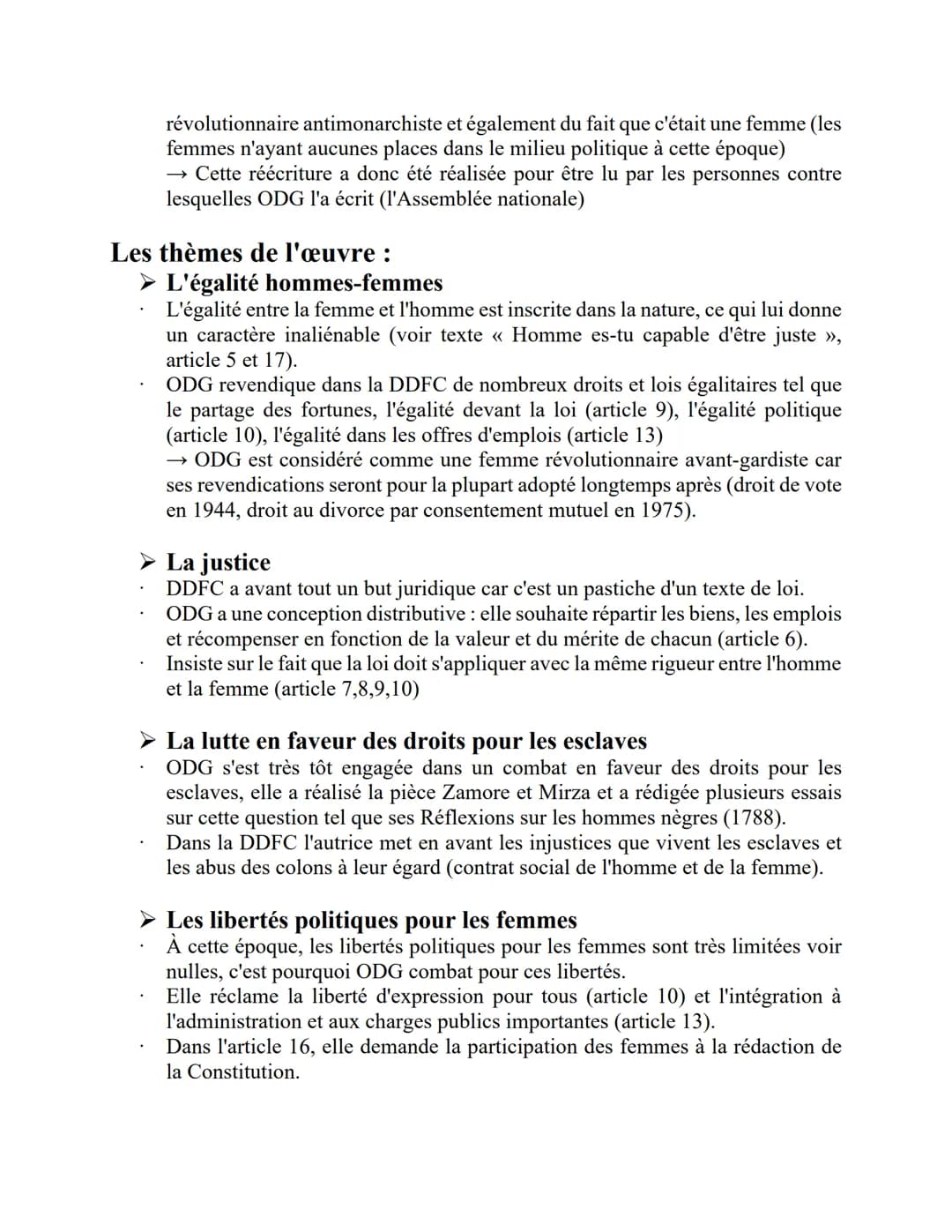 LA DÉCLARATION DES DROITS DE LA FEMME ET DE LA CITOYENNE, 1791
Parcours : << Écrire et combattre pour l'égalité >>
Écrire renvoie aux mots c