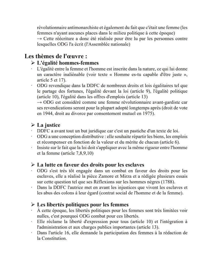 LA DÉCLARATION DES DROITS DE LA FEMME ET DE LA CITOYENNE, 1791
Parcours : << Écrire et combattre pour l'égalité >>
Écrire renvoie aux mots c