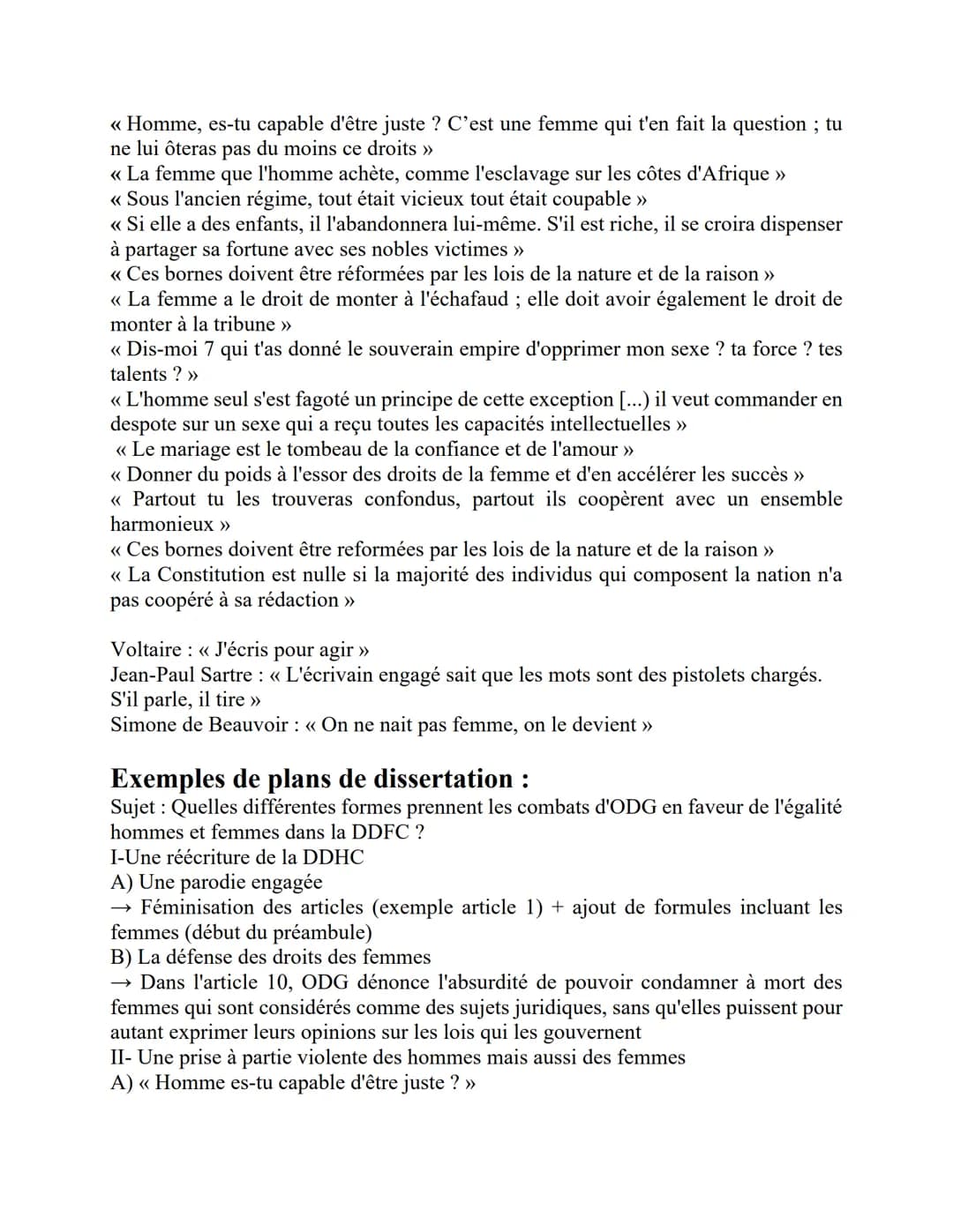 LA DÉCLARATION DES DROITS DE LA FEMME ET DE LA CITOYENNE, 1791
Parcours : << Écrire et combattre pour l'égalité >>
Écrire renvoie aux mots c