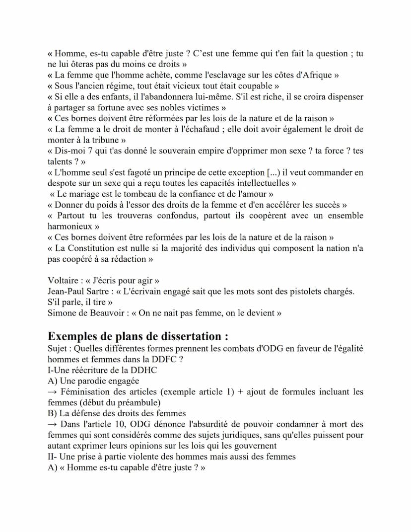 LA DÉCLARATION DES DROITS DE LA FEMME ET DE LA CITOYENNE, 1791
Parcours : << Écrire et combattre pour l'égalité >>
Écrire renvoie aux mots c