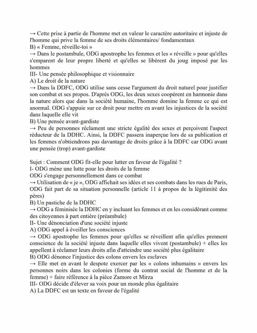 LA DÉCLARATION DES DROITS DE LA FEMME ET DE LA CITOYENNE, 1791
Parcours : << Écrire et combattre pour l'égalité >>
Écrire renvoie aux mots c