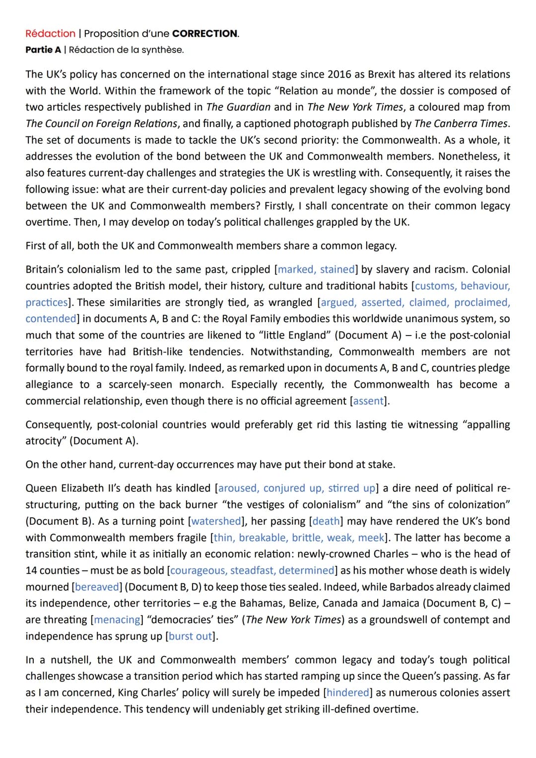 Méthodologie | Synthèse de documents - Sujet N°1 | Exemple de BROUILLON et de REDACTION.
Mathéo Monnier | my-english-lesson.fr
LLCER | ANGLA