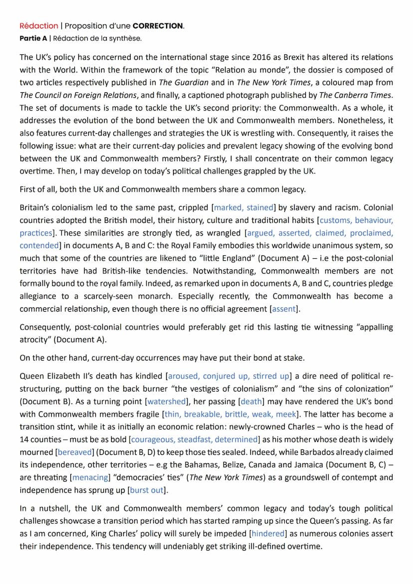 Méthodologie | Synthèse de documents - Sujet N°1 | Exemple de BROUILLON et de REDACTION.
Mathéo Monnier | my-english-lesson.fr
LLCER | ANGLA