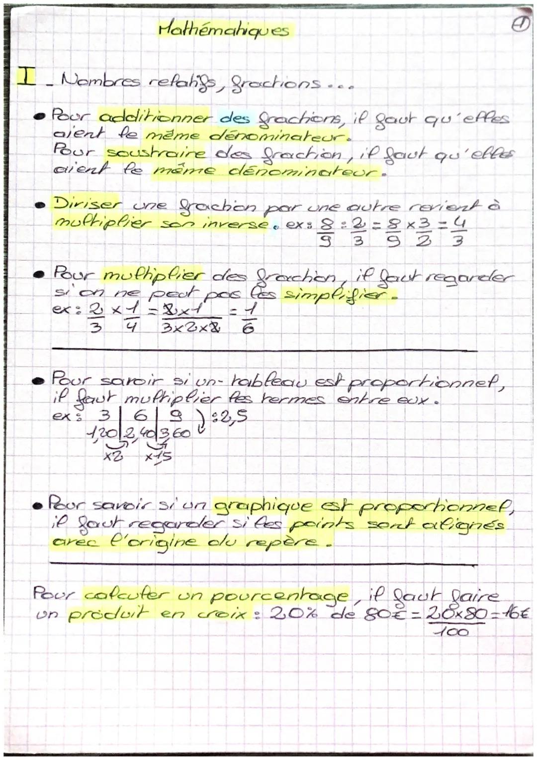 Mathématiques

I Nombres refatifs, fractions....

• Pour additionner des fractions, il faut qu'efles
aient le même dénominateur.
Pour soustr