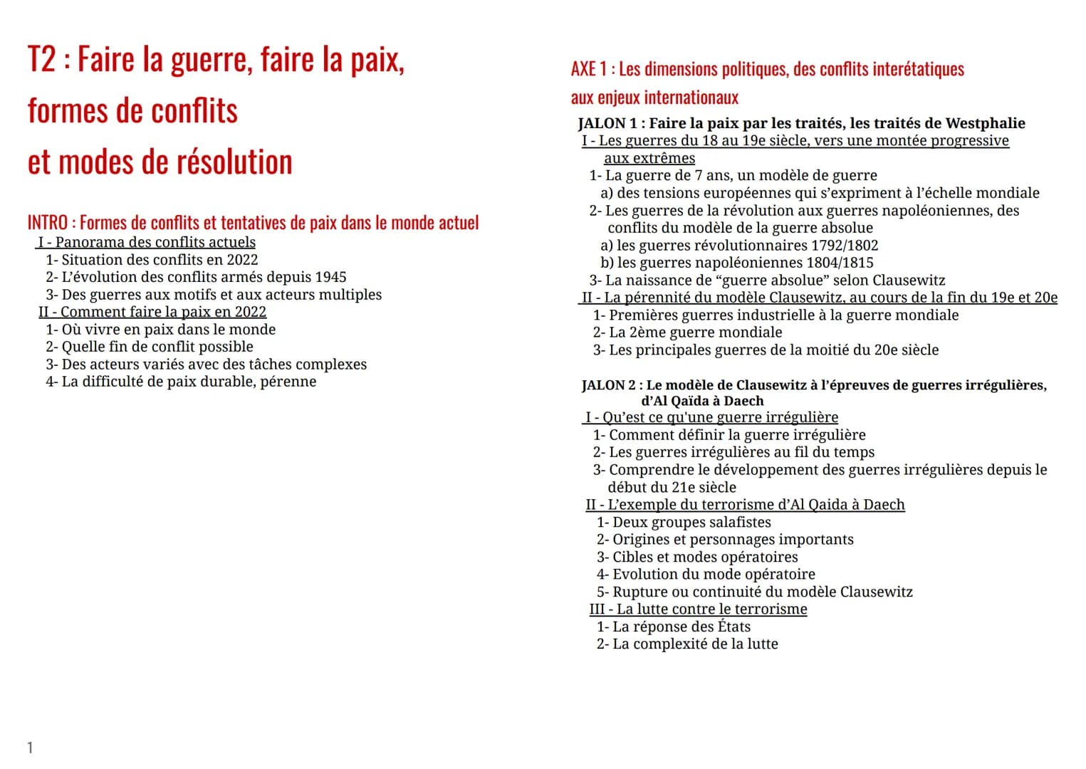 T2 : Faire la guerre, faire la paix,
formes de conflits
et modes de résolution
INTRO: Formes de conflits et tentatives de paix dans le monde