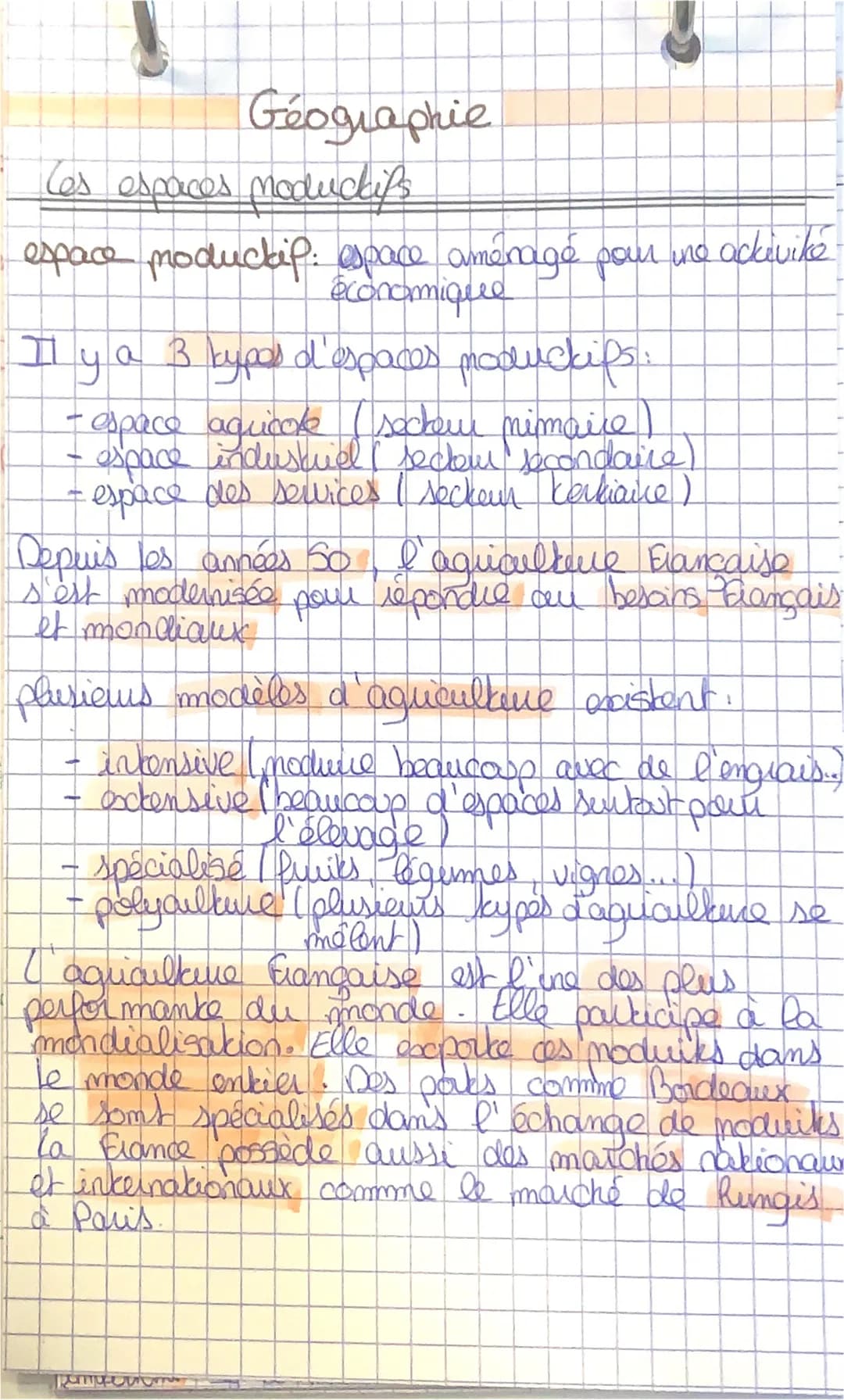 Géographie
les espaces moduckifs
espace poduckip: espace aménagé pour no ackevike
économique
Il y a 3 kypes d'espaces poduckips:
- espace ag